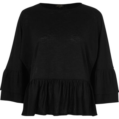 Black double frill top